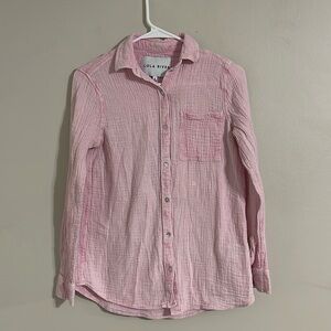 Lola River women’s pink gauze button down shirt small